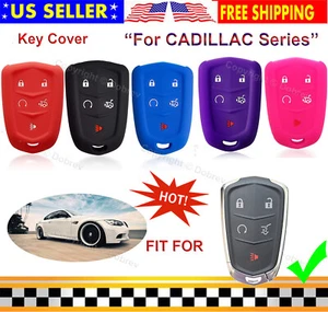 Funda de silicona con llavero cubierta de entrada sin llave para 5 llaves inteligentes Cadillac CTS-V CTS ATS SRX - Imagen 1 de 20