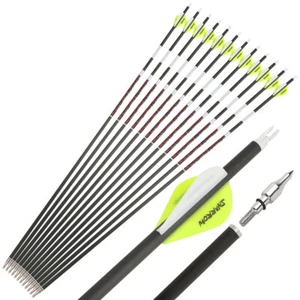 31" Pure Carbon Arrows Dark Glow SP300-600 2" Vanes Recurve Compound Bow Hunting - Picture 1 of 19