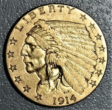 1914 Year Quarter Eagle 250 Us Gold Coins Pre 1933 For