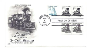 2226 2c Locomotive 1870s re-engraved ArtCraft, line pair plate #4 FDC  - Picture 1 of 1