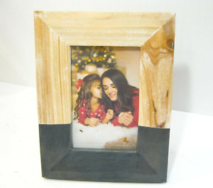 Natural Solid Wood Grey Slate Tabletop Photo Frame Picture Holder for 4x6 Photo