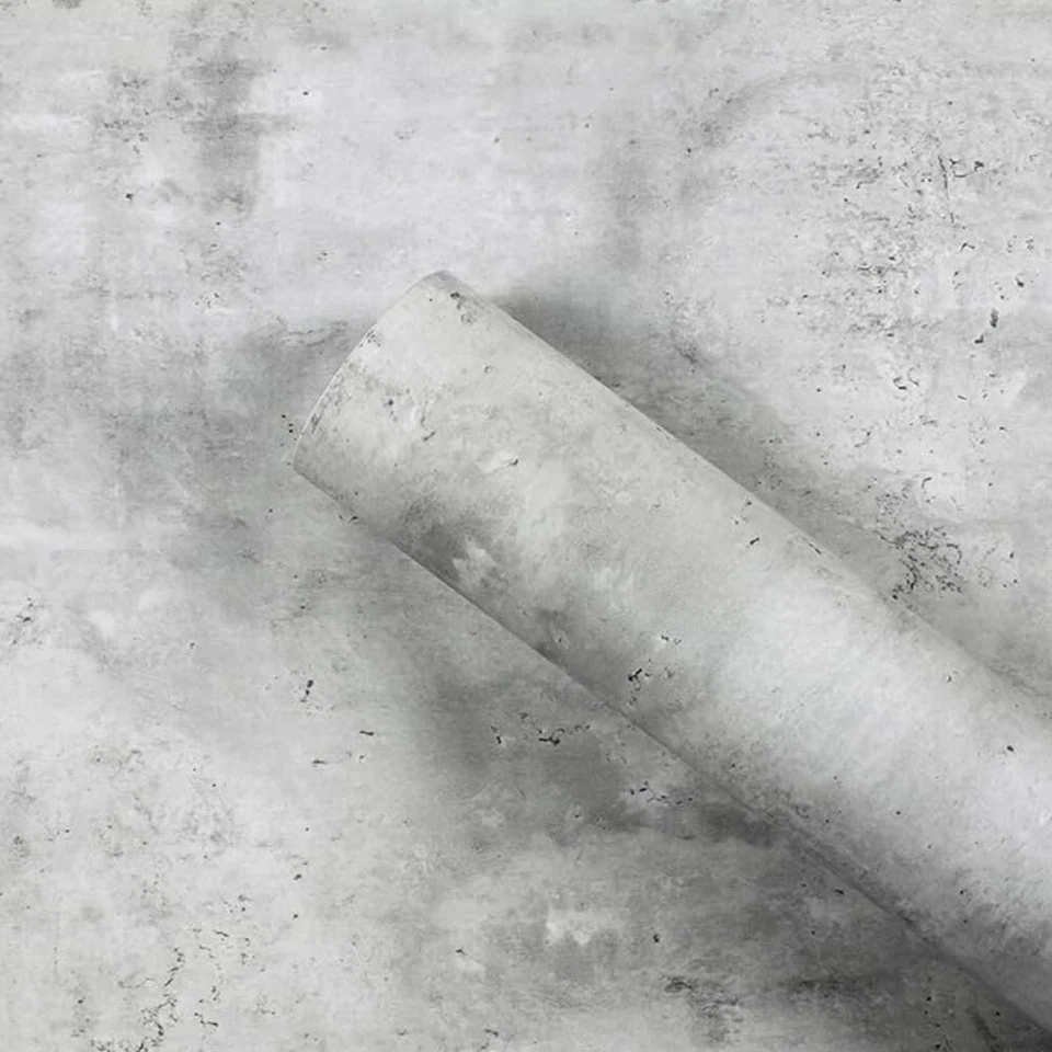 Papel de parede autoadesivo vinil cinza concreto 23"x118" casca e vara à prova d'água - Imagem 1 de 4