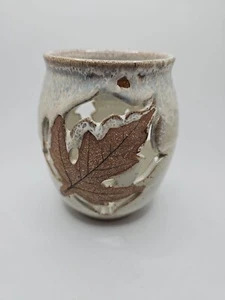 Stone Penland Pottery Maple Leaf Luminary Art Pottery Vase - Picture 1 of 10