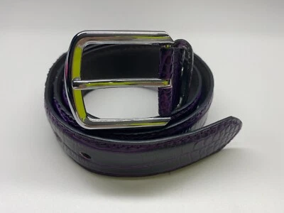 Cinturón de moda informal para mujer púrpura talla M 34-35 cocodrilo cinturón texturizado hebilla plateada  Foto 1 de 4