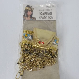 Accessorio costume Dei e Dee COPRICAPO EGIZIANO NUOVO oro con perline nere - Foto 1 di 3