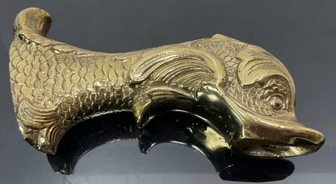 Vintage Brass Baroque Koi Fish Dolphin Bathtub Spout Faucet Hollywood Regency Cover