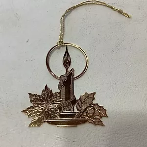 2014 Danbury Mint Brass Candle Christmas Ornament 2" Tall NO BOX - Picture 1 of 3