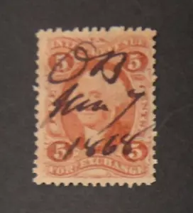 Estampilla de ingresos de EE. UU. R26C 5C divisas primera edición 1962-1871 - Imagen 1 de 2