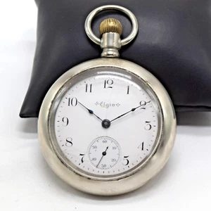 Collectible Antique 1904 Elgin Grade 208 18s 7J Silverode Case Pocket Watch-Runs - Picture 1 of 12