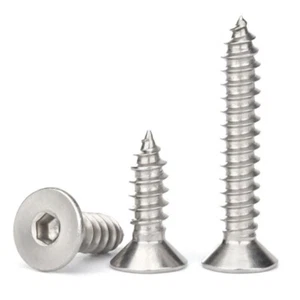 A2 Stainless Countersunk Flat Head Hex Socket Self Tapping Wood Screw M2M3M4M5M6 - Picture 1 of 6