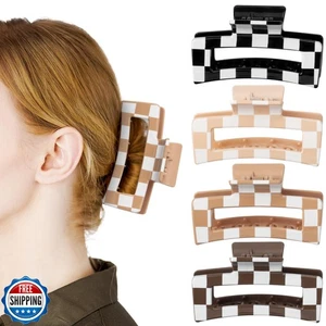 PANTIDE 4 Stück Karierte Haarklammern für Damen Mädchen - Neutrale Farbe Trendy - Bild 1 von 5