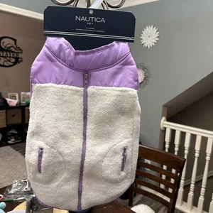 Nautica Pet Extra Large Reversible Lavenver and Cream Lined Sherpa Dog Jacket - Picture 1 of 4