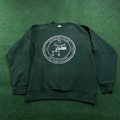 Sudadera De Colección Corte Suprema Para Hombre XL Verde 90S Wisconsin HECHA EN EE. UU. Foto 1 de 4