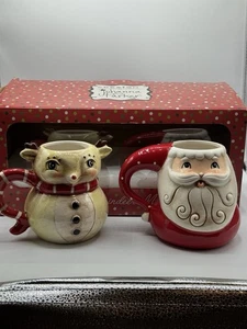 Juego de tazas de café Johanna Parker Santa and Reindeer rojas 2022 - Imagen 1 de 4
