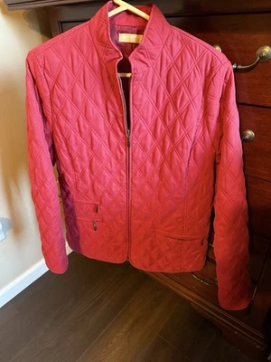 Chaqueta acolchada roja con cremallera completa para mujer Kate Hill talla mediana manga larga Foto 1 de 4