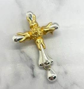 Auth SCHIAPARELLI Statement Cross Brooch Pin - Pre owned / LY5866 - Picture 1 of 6