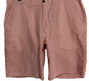 Men's Weekender Seersucker Shorts 40 Red And White Pinstripe Casual Golf Boating - Picture 1 of 5