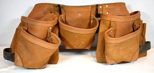 AWP Classic Leather-Suede Utility Construction Carpenter Tool Belt, Hammer Loops - Picture 1 of 11