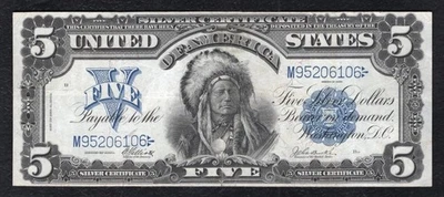 FR. 279 1899 $5 FIVE DOLLARS “CHIEF” SILVER CERTIFICATE CURRENCY NOTE VERY FINE+ - Image 1 of 2