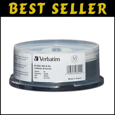 50GB M-DISC BD-R DL 25-Pack Spindle – Ultimate Blu-Ray Archival Solution - Image 1 of 4