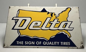 Oldtimer Delta Reifen Schild Oldtimer Gas & Öl - Bild 1 von 7