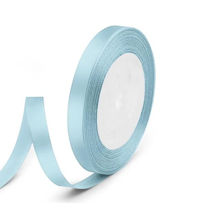 3/8 Inch x 25 Yards Satin Ribbon Light Blue Silk, Gift Wrap Floral Bouquet Craft - Image 1 of 4