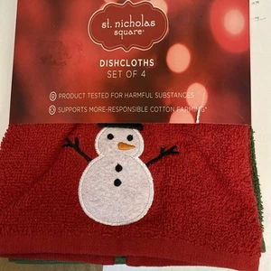 Kohls Dishcloths Set Of 4 St Nicholas Square 2 Red 2 Green - Picture 1 of 3