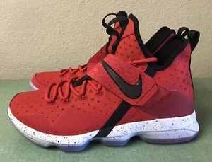 Nike LeBron XIV 14 University Red Black White Mens Sz 10.5 Basketball XV XVI NEW - Picture 1 of 7