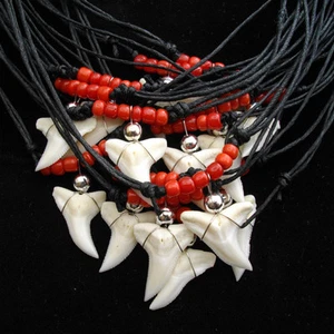 80 blue brown red black shark tooth necklaces shop sale market boating 4wd expo - Picture 1 of 10