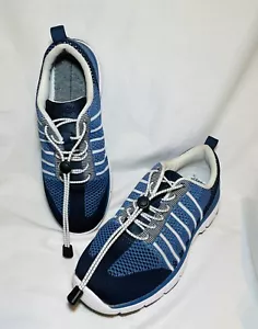 APEX A7100 Wide Women's Navy•Blue•White Knit Lace-Up Size US 8.5 No Inserts - Picture 1 of 7