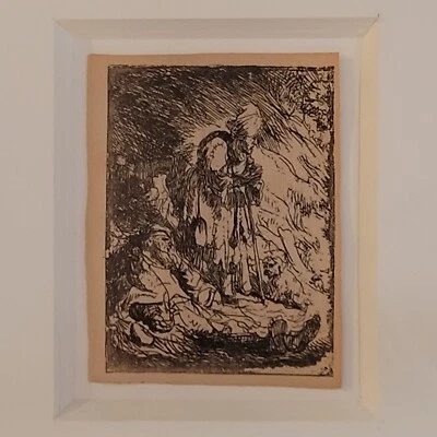 Mendigo enfermo y viejo mendigo Amand Durand después del grabado del siglo XIX de Rembrandt Foto 1 de 4