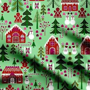 Festival Frost Pattern Digital Printed  Pure Cotton Fabric Cut By Yard