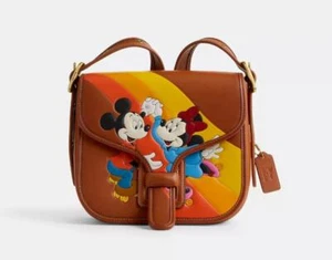 Coach Disney X Coach Courier Bag Mickey Mouse Minnie Mouse Leather 20.5cm JPN - Picture 1 of 5