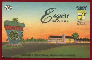Esquire Motel Route 6 Fall River Avenue  Sekonk Massachusetts ma linen postcard - Picture 1 of 2