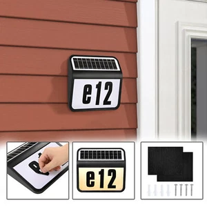 Solar Hausnummer 2 LED Solar Beleuchtung mit LED Hausnummernleuchte Schwarz IP65 - Bild 1 von 13