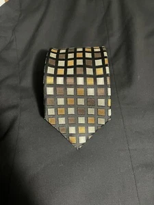 Corbata de seda hecha a mano Roberto Villini Couture para hombre negra a cuadros - Imagen 1 de 5