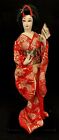 Vintage Nishi & Co 15" Japanese Geisha Silk Kimono Doll On Wooden Base