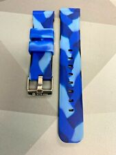 Deep Blue 22mm Blue Aqua Dive Camouflage Reversible rubber PU Watch Strap