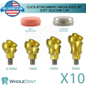 10x Angulated Click Attachment Soft Silicone Cap 30° Housing Dental Internal Hex - Picture 1 of 3