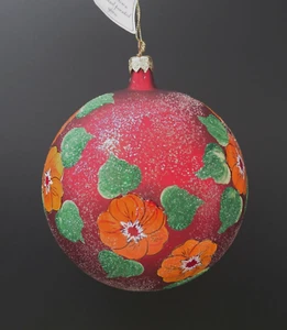 ITALIAN MERCURY GLASS LARGE BALL CHRISTMAS ORNAMENT 5" SCARLET RED HAND MADE - Picture 1 of 6