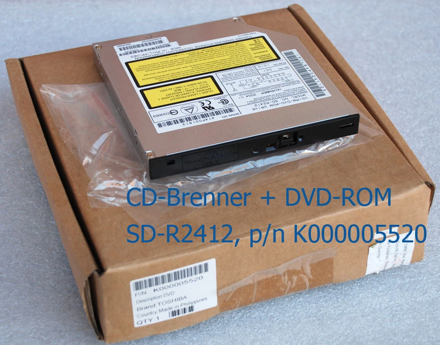 Ide Slimline Cdrw Cdbrenner SD-R2412 DVD ROM P/N K000005520 New Origverp. #720 - Image 1 of 1