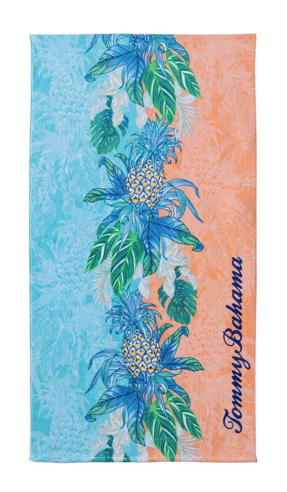 Tommy Bahama Pineapple Splash Beach Towel Aqua/Coral - Image 1 of 1