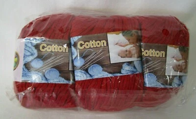 Hilo de bebé rojo oscuro de algodón tres madejas 50 g 1,75 oz nuevo Foto 1 de 4