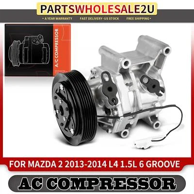 Novo compressor AC com embreagem para Mazda 2 2013-2014 L4 1.5L de 7/2012 6 ranhuras - Imagem 1 de 4