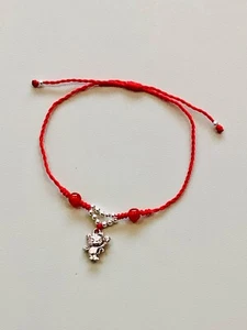Sterlingsilber Perlen/Achat/Tiger/Handgefertigte rote Schnur Glücksarmband. Verstellbar - Bild 1 von 3