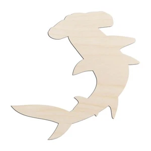 Hammerhead Shark Laser Cut Out Unfinished Wood Shape Craft Supply - Picture 1 of 6