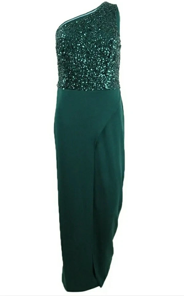 Adrianna Papell Women's Petite Beaded Crepe Jumpsuit Dark Green Size 0
