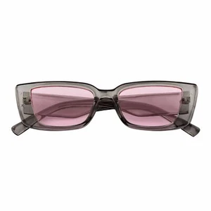 MODCAT - Small Cat Eye Rectangle Sunglasses 90s Fashion Clear Gray Pink - Picture 1 of 8