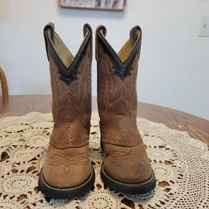 Tony Lama Kids Leather Cowboy Western Boots Sz. 9 Saddle Brown - Picture 1 of 11