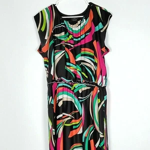 Women Sz 2X Maxi Dress Women Colorful Cinched Waist Sleeveless Career Office - Picture 1 of 7